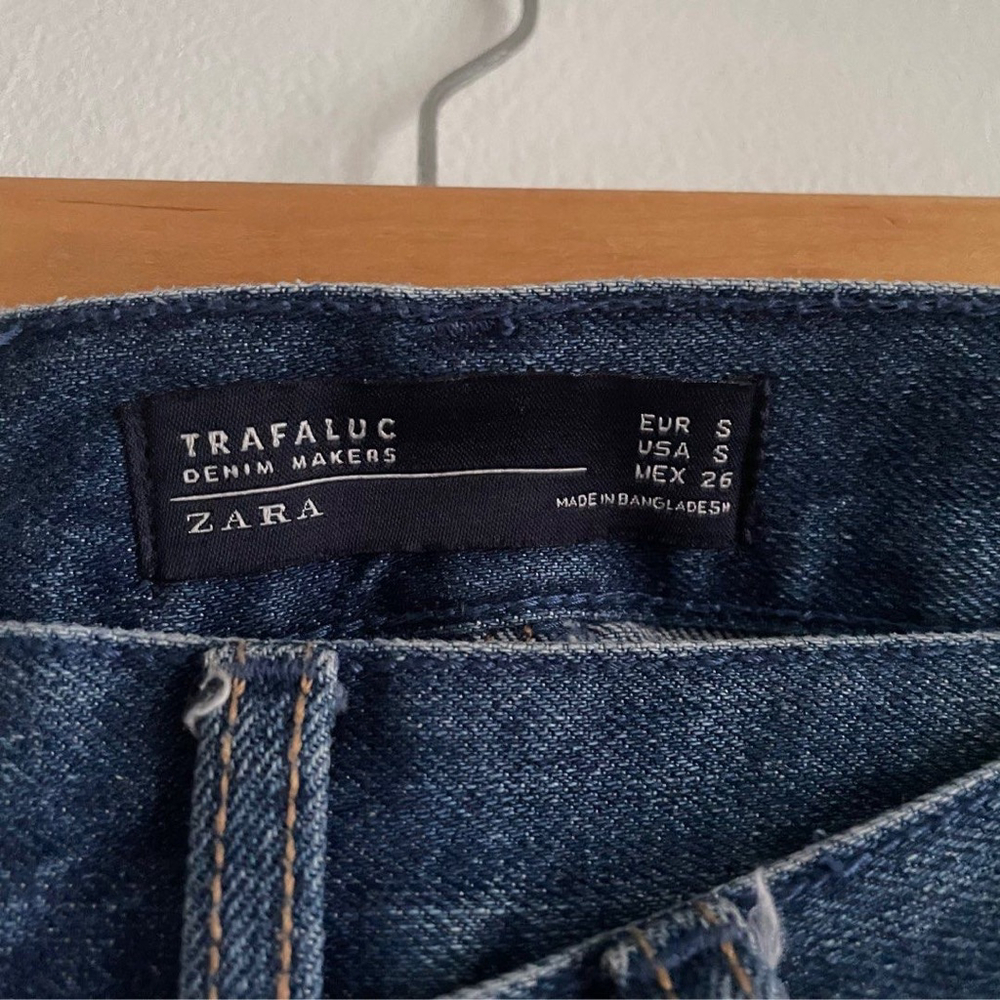 Zara Trafaluc Blue Distressed Denim Skirt Size S - Picture 4 of 4